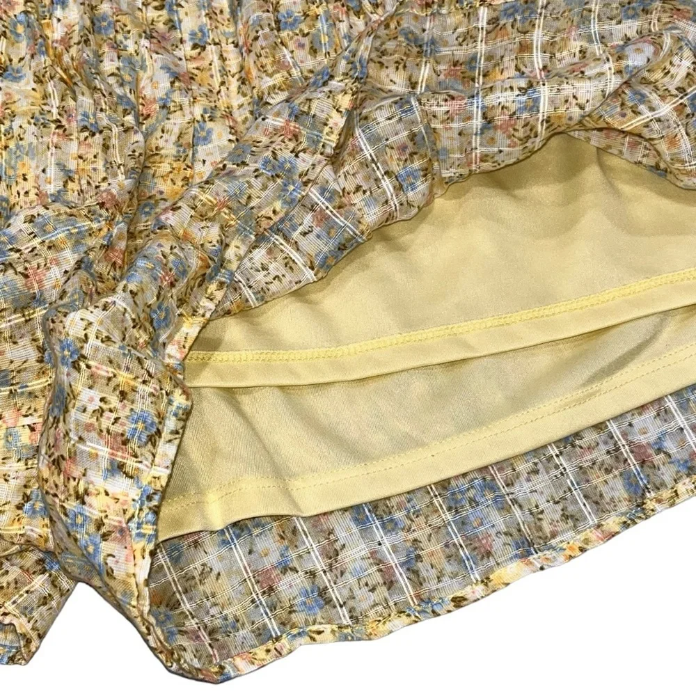 NEW American Eagle Yellow Floral High Waisted Pull On Flowy Shorts size XXL